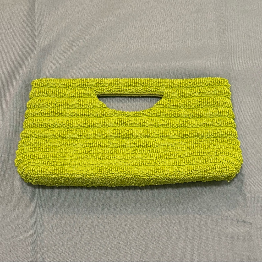 Vibrant Lime Green Beaded Clutch and Crossbody